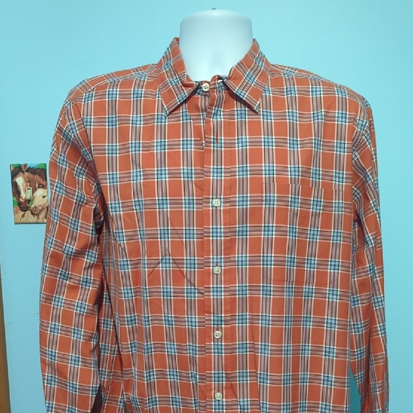 Daniel Cremieux Other - Daniel Cremieux Orange and White Plaid Shirt
